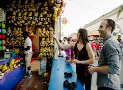 One can spend hours indulging in the six carnival- One can spend hours indulging in the six carnival-style games spread across the Belmont Park Midway. Some of these include balloon busting, ringing th